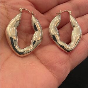 Chic Silver Twisted Hoop Earrings